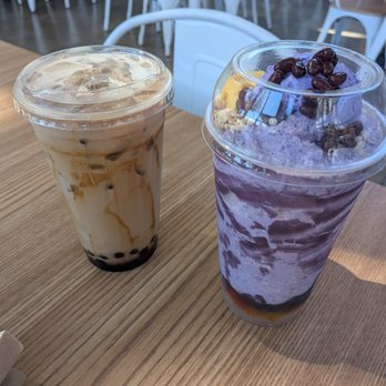 Baked Dessert Bar - Brown sugar milk tea (left) and Ube Halo Halo (right) - Desserts Near Me - West Covina, California