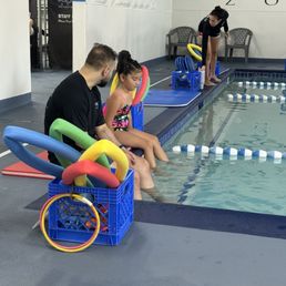 Getting ready to get in the pool. Getting ready to get in the pool.