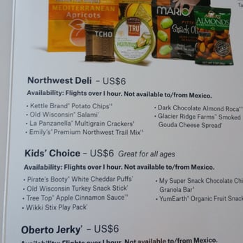 Alaska Airlines - Menu options ... I went with the Northwest Deli and I always get some Oberto Jerky!! - Airlines Near Me - Seattle, Washington Alaska Airlines - Menu options ... I went with the Northwest Deli and I always get some Oberto Jerky!! - Airlines Near Me - Seattle, Washington