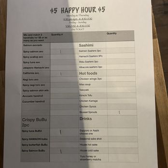 Bubu - Happy hour menu - Sushi Bars Near Me - San Francisco, California Bubu - Happy hour menu - Sushi Bars Near Me - San Francisco, California