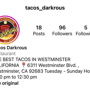 Tacos Darkrous - Hours in English - Tacos Near Me - Westminster, California Tacos Darkrous - Hours in English - Tacos Near Me - Westminster, California