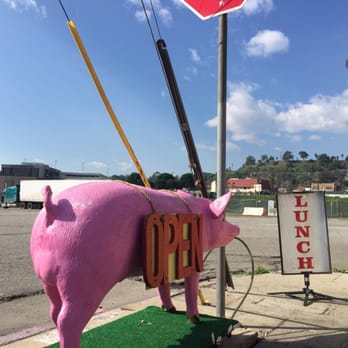 Nick's Cafe - I don't eat ham, but I couldn't resist the photo op.Their veggie options rock! - Diners Near Me - Los Angeles, California