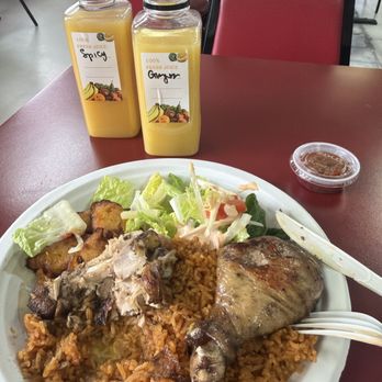 Starline Restaurant - Jerk Chicken with Jollot Rice, Salad & Veggies but the REAL star is the homemade Ginger Drink which is incredible! - American Near Me - Springfield, Virginia Starline Restaurant - Jerk Chicken with Jollot Rice, Salad & Veggies but the REAL star is the homemade Ginger Drink which is incredible! - American Near Me - Springfield, Virginia