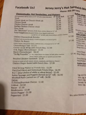 Menu photo 4 Jersey Jerry's Vineland, NJ