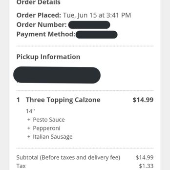 Milan's Pizza - Calzone order - Pizza Near Me - Lathrop, California