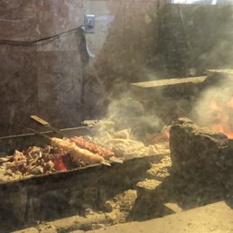 Skewered chicken and sirloin cooked as we waited. Fresh! Skewered chicken and sirloin cooked as we waited. Fresh!