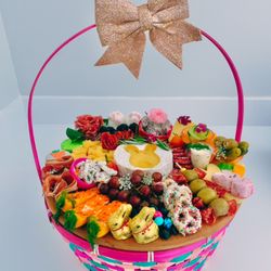 Board To Be Wild - Easter basket charcuterie with egg hunt surprise inside, one of our "White Rabbit" series boards