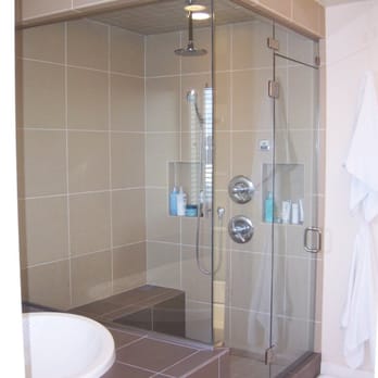 Signature Tile - Porcelain steam shower with recessed shampoo niches and bench, - General Contractors Near Me Signature Tile - Porcelain steam shower with recessed shampoo niches and bench, - General Contractors Near Me