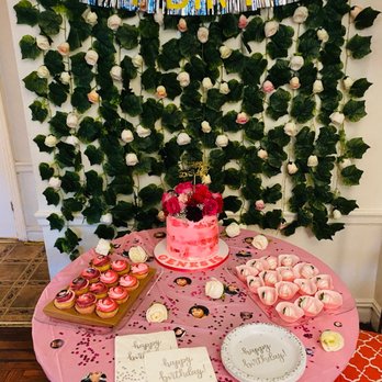 Sweets By Semi - a pink table with a cake and cupcakes - Cupcakes Near Me