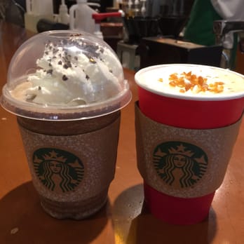 Starbucks - Her cold peppermint latte and my hot caramel brûlée latte - Coffee & Tea Near Me - Honolulu, Hawaii Starbucks - Her cold peppermint latte and my hot caramel brûlée latte - Coffee & Tea Near Me - Honolulu, Hawaii