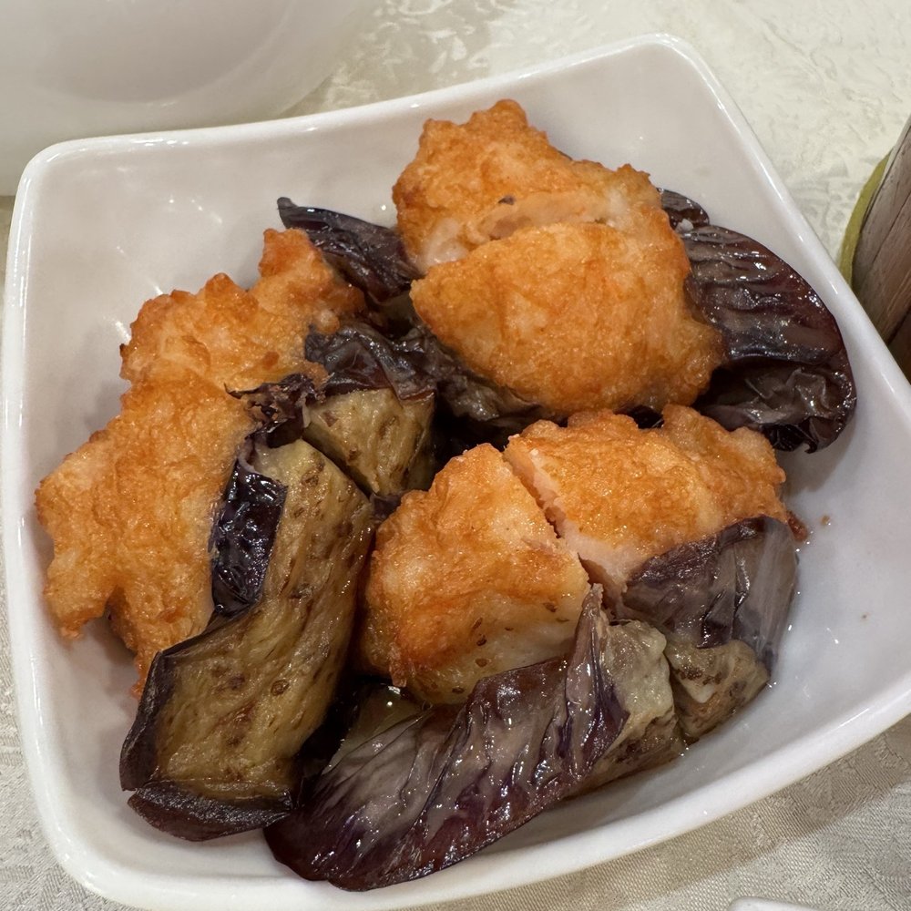 New Mulan Seafood Restaurant - Pan-fried eggplant stuffed w/shrimp - Dim Sum Near Me - Flushing, New York New Mulan Seafood Restaurant - Pan-fried eggplant stuffed w/shrimp - Dim Sum Near Me - Flushing, New York