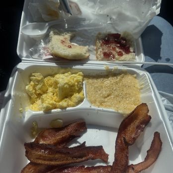 Mamie's Kitchen Biscuits - Bacon, cheese grits, scrambled eggs, biscuit with grape jelly. - Breakfast & Brunch Near Me - Lithonia, Georgia