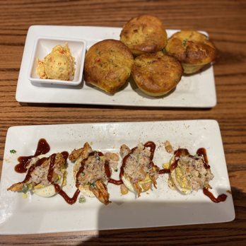 Miss Shirley's Cafe, Roland Park - BBQ Chicken Deviled Eggs** Grandpa's Cornbread - American Near Me - Baltimore, Maryland Miss Shirley's Cafe, Roland Park - BBQ Chicken Deviled Eggs** Grandpa's Cornbread - American Near Me - Baltimore, Maryland