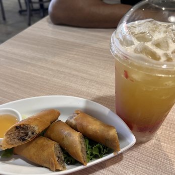 Thai.pho - Fried Egg Rolls & Lychee Strawberry Green Tea - Thai Near Me - Forney, Texas
