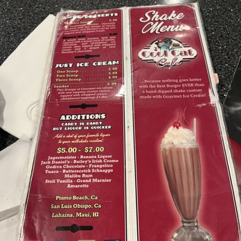 Cool Cat Cafe - Shake menu - American Near Me - Pismo Beach, California Cool Cat Cafe - Shake menu - American Near Me - Pismo Beach, California