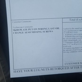 Midas - Walmart tech left a note that the "skid plate" was put on wrong during last oil change at this Midas. - Auto Repair Near Me - Freehold, New Jersey Midas - Walmart tech left a note that the "skid plate" was put on wrong during last oil change at this Midas. - Auto Repair Near Me - Freehold, New Jersey