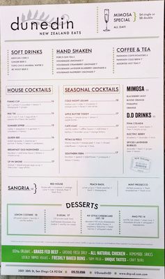 Menu photo 8 Dunedin New Zealand Eats San Diego, CA