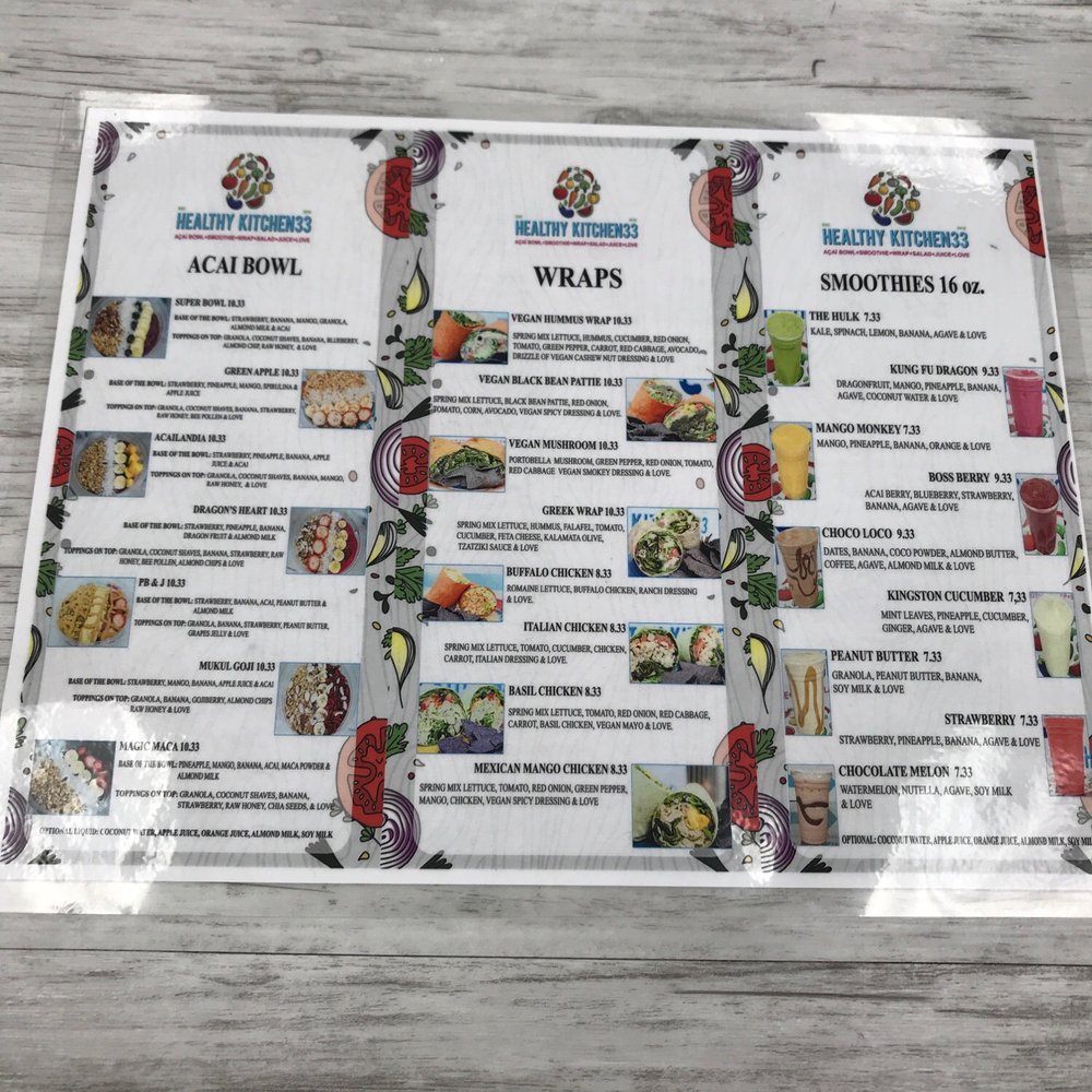 Healthy Kitchen 33 - Menu - Vegan Near Me - Naranja, Florida Healthy Kitchen 33 - Menu - Vegan Near Me - Naranja, Florida