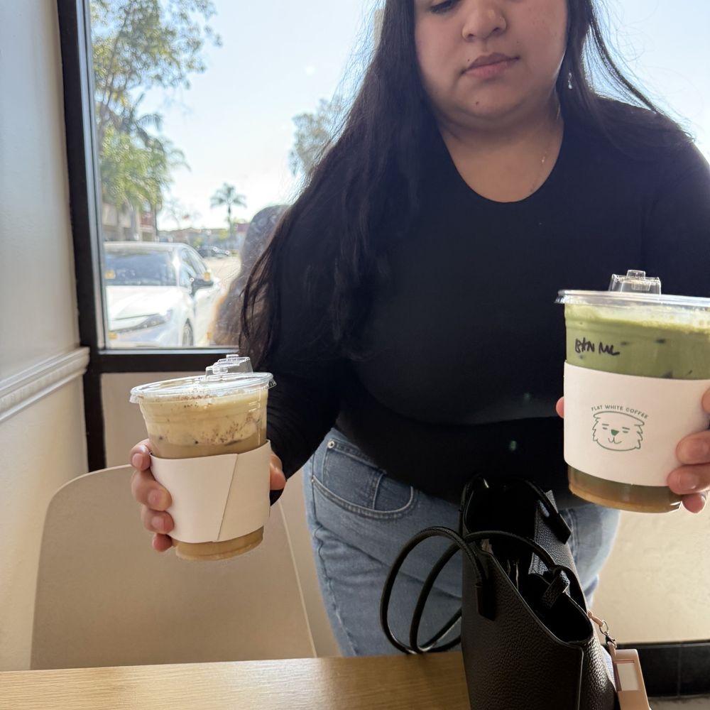 Flat White Coffee - Spanish latte and Banana Matcha - Cafes Near Me - Cypress, California Flat White Coffee - Spanish latte and Banana Matcha - Cafes Near Me - Cypress, California