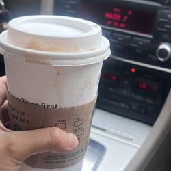 Starbucks - We just picked up coffee and this is how they gave it to us. All spilled didn't even take time to clean the drink. Do better!!
