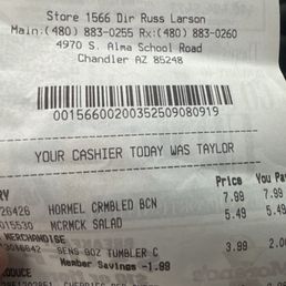 Taylor was my very unhappy cashier. Taylor was my very unhappy cashier.
