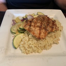 Salmon with Rice and vegetables.