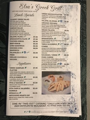 Menu photo 2 Elsas Greek Grill Beaumont, TX Menu photo 2 Elsas Greek Grill Beaumont, TX