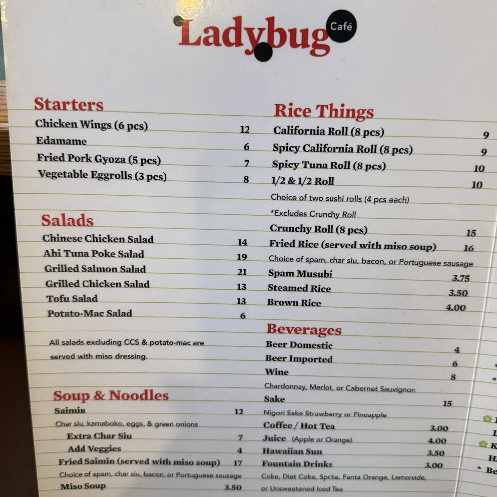 Ladybug Café - Menu - Japanese Near Me - Gardena, California Ladybug Café - Menu - Japanese Near Me - Gardena, California