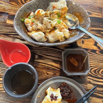 Dumpling Hours - Pork Wonton with Sesame Sauce Chili Oil - Dim Sum Near Me - Oakland, California