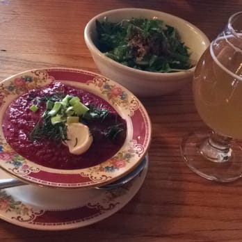 HandleBar - Beet soup, turnip salad and a local St. Louis beer! - Pizza Near Me - St Louis, Missouri