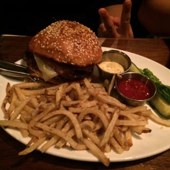 Starlite - The burger $14 medium cooked with french fries, 2 delicious dipping sauce and pickles - DELICIOUS! - Cocktail Bars Near Me - San Diego, California Starlite - The burger $14 medium cooked with french fries, 2 delicious dipping sauce and pickles - DELICIOUS! - Cocktail Bars Near Me - San Diego, California