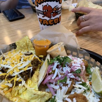 Torchy's Tacos - Baja shrimp taco and the ranch hand taco - Tex-Mex Near Me - Irving, Texas Torchy's Tacos - Baja shrimp taco and the ranch hand taco - Tex-Mex Near Me - Irving, Texas