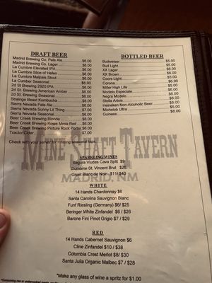 Menu photo 6 Mine Shaft Tavern Madrid, NM