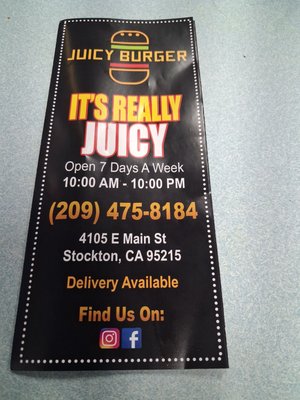 Menu photo 1 Juicy Burger Stockton, CA