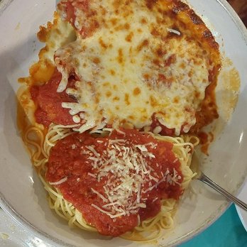 Pizzoodles - Chicken parmesan with side of spaghetti $16.95 - Italian Near Me - Vero Beach, Florida