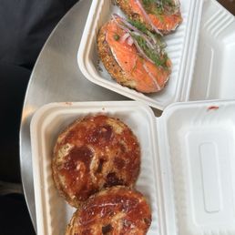 Bagel with Smoked Salmon Bagel with Butter and Jam Bagel with Smoked Salmon Bagel with Butter and Jam
