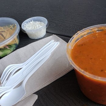Brider - Rotisserie chicken tortilla soup w toppings on side (avocado, tortilla, feta, radish) - New American Near Me - Denver, Colorado Brider - Rotisserie chicken tortilla soup w toppings on side (avocado, tortilla, feta, radish) - New American Near Me - Denver, Colorado