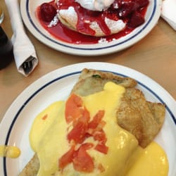 The garden crepes and Nee York cheesecake pancakes.
