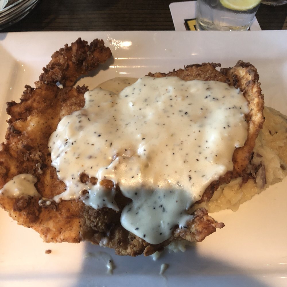 Bricktown Brewery - Chicken fried chicken on mashed potatoes and side of okra - Breweries Near Me - Springfield, Missouri Bricktown Brewery - Chicken fried chicken on mashed potatoes and side of okra - Breweries Near Me - Springfield, Missouri