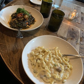 Siena Tavern - Carbonara in a Jar Squid Ink Linguine - Italian Near Me - Chicago, Illinois Siena Tavern - Carbonara in a Jar Squid Ink Linguine - Italian Near Me - Chicago, Illinois