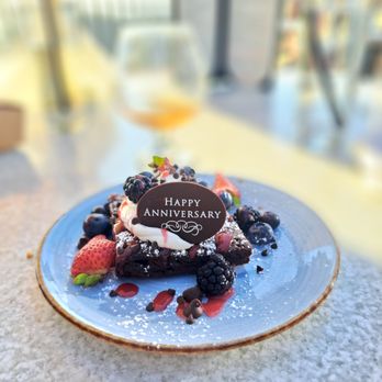 Orange Hill Restaurant & Events - Complimentary chocolate brownie dessert - Steakhouses Near Me - Orange, California
