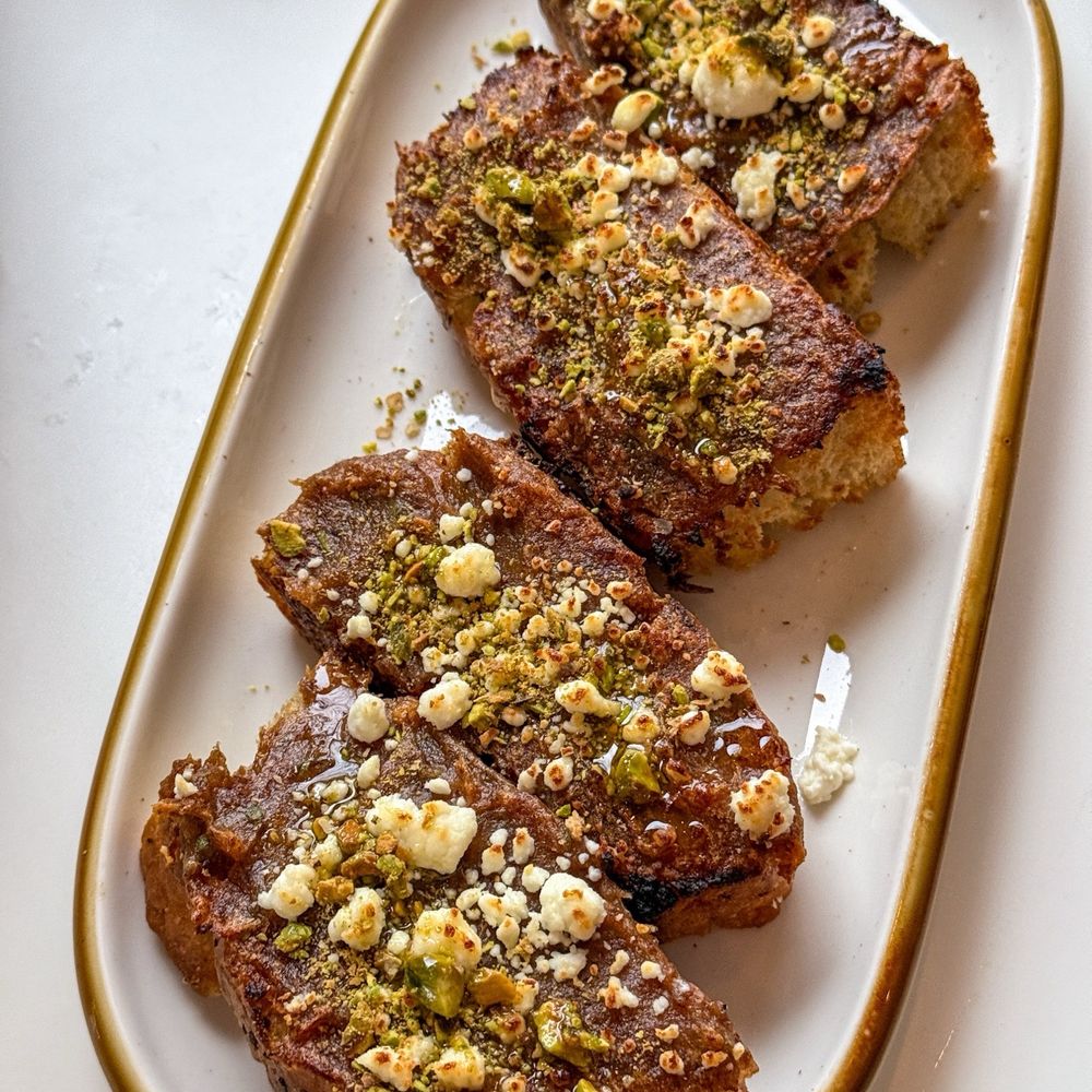Fred - Focaccia special (with date puree, goat cheese and pistachios) - New American Near Me - Providence, Rhode Island