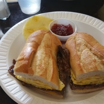 Bonjour Montclair Cafe - My smoking crushing appetite to the fullest Steak, egg n cheese. - Creperies Near Me - Montclair, New Jersey