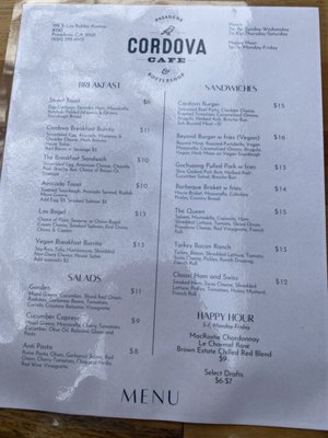Menu photo 4 Cordova Cafe & Bottleshop Pasadena, CA