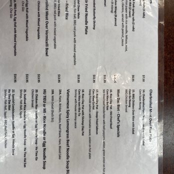 Pho Vung Tau Bay - Back of menu 3/30/24 - Vietnamese Near Me - Sacramento, California