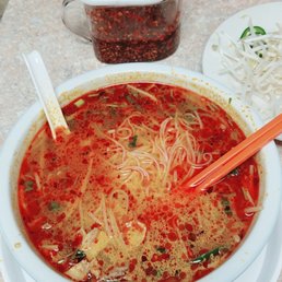 Spicy Pho, has beef, pork, and ham. Spicy Pho, has beef, pork, and ham.