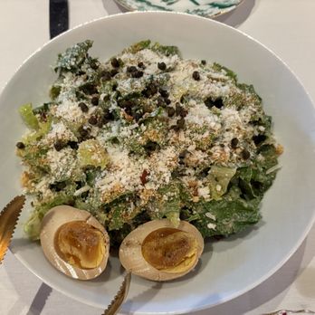 Be.Steak.A - Caesar Salad with seasoned eggs (too salty) - Bars Near Me - Campbell, California Be.Steak.A - Caesar Salad with seasoned eggs (too salty) - Bars Near Me - Campbell, California