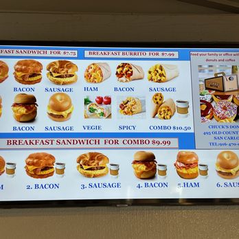 San Carlos Chuck's Donuts - Menu 1 (as of July 2023) - Donuts Near Me - San Carlos, California San Carlos Chuck's Donuts - Menu 1 (as of July 2023) - Donuts Near Me - San Carlos, California