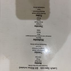 Lone Camp General Store - Back of grill menu