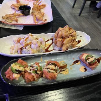 Sushi Okoku - Soft Shell Crab; Pizza Roll; Popcorn Crawfish Roll; Crispy Rice Spicy Tuna Roll - Sushi Bars Near Me - Riverside, California Sushi Okoku - Soft Shell Crab; Pizza Roll; Popcorn Crawfish Roll; Crispy Rice Spicy Tuna Roll - Sushi Bars Near Me - Riverside, California